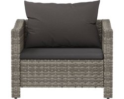 vidaXL - Tuinfauteuil - met - kussen - grijs - poly - rattan