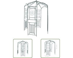 vidaXL Tuingereedschap - Tuin Bogen - Tuinboog 250 cm donkergroen - Smeedijzer - Groen Decoratie - Planten Support