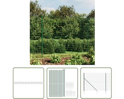 vidaXL Tuinhaard - Draadgaashek - Draadgaashek met grondankers 2,2x25 m groen - Privacy Scherm - Omheining - Tuinverlichting