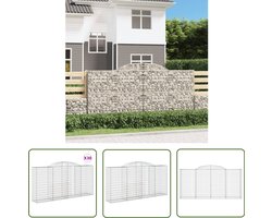 vidaXL Tuinhek - Schanskorven - Schanskorven 30 st gewelfd 300x50x140/160 cm ijzer - Tuinverlichting - Buitenaanleg - Tuindecoratie