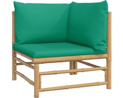 vidaXL Tuinhoekbank met Kussens - Groen Bamboe Bamboetuinbank - Tuinbank - Lounge Set - Buisjes Bank - Outdoor Furniture