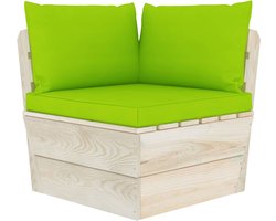 vidaXL Tuinhoekbank met kussens - Groen & Hout Hoekbank - Tuinset - Lounge Set - Buitentijdbank - Palletsofa