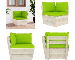 vidaXL Tuinhoekbank met kussens pallet geïmpregneerd vurenhout - Hoekelement - Hoekelementen - Hoekbank - Hoekbanken