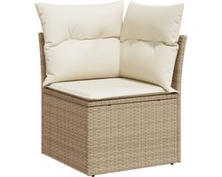 vidaXL - Tuinhoekbank - met - kussens - poly - rattan - beige