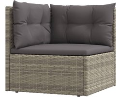 vidaXL - Tuinhoekbank - met - kussens - poly - rattan - grijs