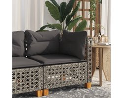 vidaXL - Tuinhoekbank - met - kussens - poly - rattan - grijs