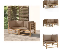 vidaXL Tuinhoekbank - Tuinhoekbanken - Hoekbank - Tuinbank - Tuinhoekbanken 2 st met kussens bamboe taupe