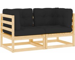 vidaXL - Tuinhoekbanken - 2 - st - met - kussens - massief - grenenhout