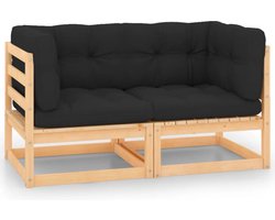 vidaXL - Tuinhoekbanken - 2 - st - met - kussens - massief - grenenhout