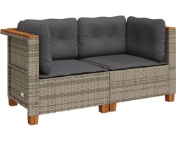 vidaXL - Tuinhoekbanken - 2 - st - met - kussens - poly - rattan - grijs