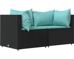 vidaXL Tuinhoekbanken 2 st met kussens - Zwart Hoekbank - Tuinbank - Lounge Set - Outdoor Furniture - Patio Furniture - Zwarte Tuinbank - Moderne Tuinbank - Comfortabele Tuinbank