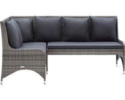 vidaXL Tuinhoekbanken 2 st poly rattan grijs Hoekbank - Tuinbank - Loungebank - Buitendrank - PE-rattan - Kunststof Meubilair - Outdoor Furniture - Balkon Meubel