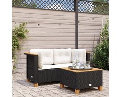 vidaXL - Tuinhoekbanken - met - kussens - 2 - st - poly - rattan - zwart