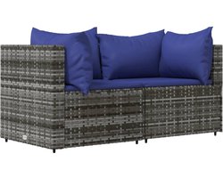 vidaXL Tuinhoekbanken - Poly Rattan - Grijs - 2 stuks Tuinbank - Hoeksofa - Lounge Set - Outdoor Furniture - Buitenbank - Patioset - Balkonmeubel - Garden Sofa - Roestvrijstalen Frame - Kunststof Ratan