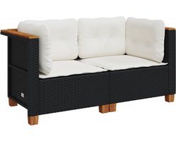 vidaXL Tuinhoekbanken - Poly Rattan Zwart - Set van 2 Tuinbank - Lounge Bank - PE-rattan - Zwarte Tuinbank - Outdoor Furniture - Tuinset - Balkon Set
