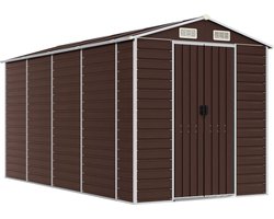 vidaXL - Tuinhuis - Bruin - 191x385x198 - cm - Gegalvaniseerd - Staal