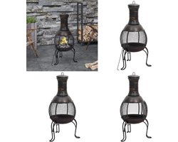 vidaXL Tuinkachel met pook 39x39x90 cm staal - Tuinkachel - Tuinkachels - Terrasverwarmer - Terraskachel