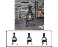 vidaXL Tuinkachel Staal 39x39x90 cm - Zwart Terrasverwarmer - Tuinkachel - Staalkachel - Buitenhaard - Gashaard