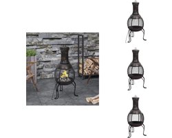 vidaXL Tuinkachel - Tuinkachels - Terrasverwarmer - Terraskachel - Tuinkachel met pook 39x39x90 cm staal