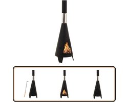 vidaXL Tuinkachel - Zwart - Staal - 38x38x122 cm Tuinkachel - Terras Kachel - Buitenverwarming - Staalkachel - Haard