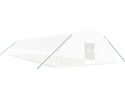 vidaXL Tuinkas 120m² - Stalen Frame - Wit Broeikas - Tuinbouw - Kweekkas - Plastic Greenhouse - Tuin Accessoires