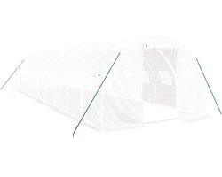 vidaXL Tuinkas - 30mÂ² - Wit - 10x3x2m - Stalen Frame Broeikas - Tuinhuisje - Kweekkas - Plastic Greenhouse - Tuin Accessoires