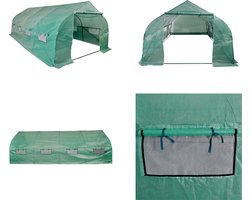 vidaXL Tuinkas walk-in draagbare polytunnel met stalen frame 18 m² - Polytunnel Kas - Polytunnel Kassen - Polytunnel Broeikas - Polytunnel Broeikassen