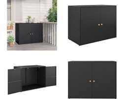 vidaXL Tuinkast 100x55,5x80 cm poly rattan zwart - Tuinkast - Tuinkasten - Buitenkast - Tuinbox