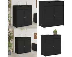 vidaXL Tuinkast 105x55x113 cm poly rattan zwart - Tuinkast - Tuinkasten - Tuin Kast - Kast Tuin