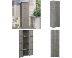 vidaXL Tuinkast 59x40x180 cm poly rattan grijs - Tuinkast - Tuinkasten - Buitenkast - Tuinbox