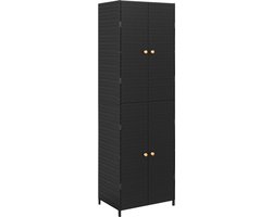 vidaXL - Tuinkast - 59x40x180 - cm - poly - rattan - zwart