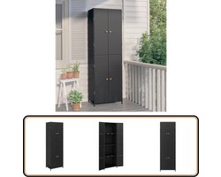 vidaXL Tuinkast - 59x40x180 cm - Poly Rattan - Zwart Tuinkast - Buitenkast - Opslagoplossing - Tuinmeubilair - Zwarte Kast