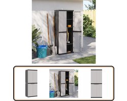 vidaXL Tuinkast 65x37x165 cm Grijs en Zwart Tuinkast - Tuinkasten - Tuin Kast - Kast Tuin