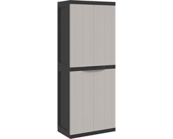 vidaXL - Tuinkast - 65x37x165 - cm - polypropeen - grijs - en - zwart