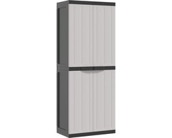 vidaXL - Tuinkast - 65x37x165 - cm - polypropeen - grijs - en - zwart