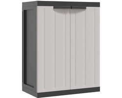 vidaXL - Tuinkast - 65x37x85 - cm - polypropeen - grijs - en - zwart