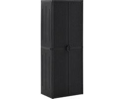 vidaXL - Tuinkast - 65x45x172 - cm - PP - rattan - zwart