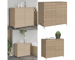 vidaXL Tuinkast 83x45x76 cm poly rattan beige - Tuinkast - Tuinkasten - Tuin Kast - Kast Tuin