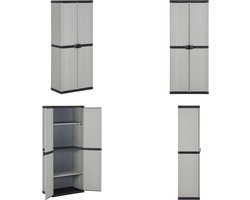 vidaXL Tuinkast met 3 schappen 68x40x168 cm grijs en zwart - Tuinkast - Tuinkasten - Opbergkast - Tuinmeubel