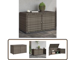 vidaXL Tuinkast poly rattan grijs 110x55x60,5 cm Tuinopbergkast - Buitenschrank - Opslagkasten - Tuinartikelen - Garden Storage