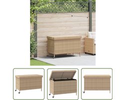 vidaXL Tuinkasten - Tuinopslag - Tuinbox met wielen 110x55x73 cm poly rattan gemengd beige - Buitentoilet - Opslagoplossing - Outdoor Storage