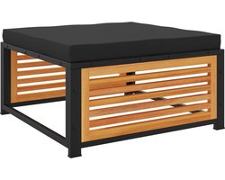 vidaXL Tuinkruk met Kussen - Acaciahout - 68x68x30cm Tuinkruk - Acacia Hout - Lounge Stoel - Buisstoel - Tuinstoelen