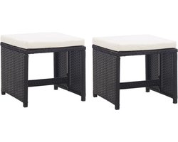 vidaXL - Tuinkrukken - 2 - st - met - kussens - poly - rattan - zwart