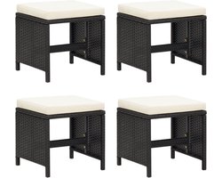 vidaXL - Tuinkrukken - 4 - st - met - kussens - poly - rattan - zwart