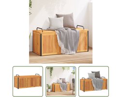 vidaXL Tuinkussenopslag - Houten Kussenbox - Kussenbox 110x45x42/53 cm massief acaciahout en staal - Buitentoebehoren - Tuinopbergkast - Acacia Hout