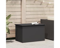 vidaXL - Tuinkussens - opbergdoos - Staal - 80 - x - 50,5 - x - 50 - cm - 180 - Zwart