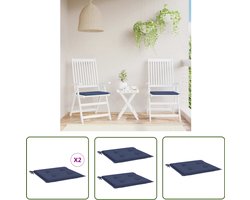 vidaXL Tuinkussens - Palletkussens - Palletkussens 2 st 40x40x4 cm oxford stof marineblauw - Outdoor Kussens - Zitkussens - Lounge Kussens
