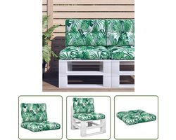 vidaXL Tuinkussens - Palletkussens - Palletkussens 2 st stof bladpatroon - Outdoor Kussens - Lounge Kussens - Balkon Kussens