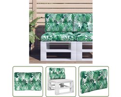 vidaXL Tuinkussens - Palletkussentjes - Palletkussen 60x40x12 cm stof bladpatroon - Buitenkussens - Lounge Kussens - Zithoogte Verhoger