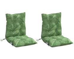 vidaXL Tuinkussens - Stoelkussens - Stoelkussens 2 st lage rug bladpatroon oxford stof - Lounge Kussens - Outdoor Kussens - Balkon Kussens